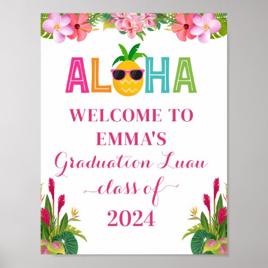 Aloha Abschluss Luau Class of 2024 Willkommen Poster (Vorne)