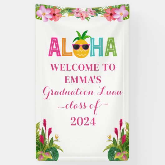 Aloha Abschluss Luau-Klasse 2024 Banner (Vertikal)