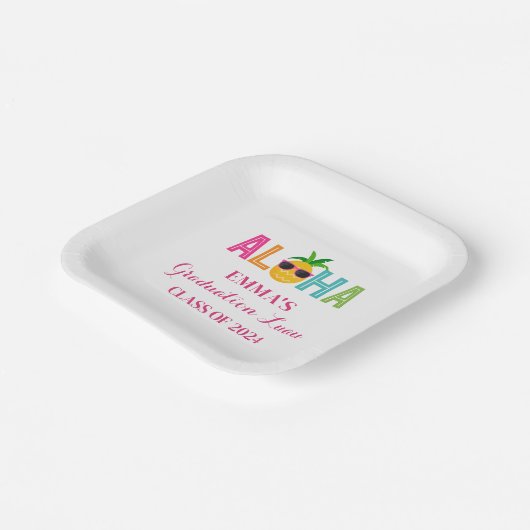 Aloha Abschluss Luau-Klasse 2024 Pappteller (Gewinkelt)