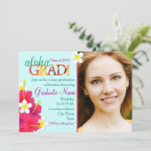Aloha ABSOLVENT Abschluss Luau BlumenParty Einladung (Stehend Vorderseite)