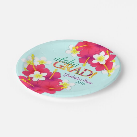 Aloha Absolvent hawaiischer Luau Teller (Schrägansicht)