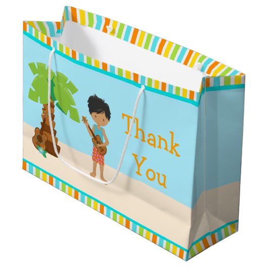 Aloha African American Boy Vielen Dank Große Geschenktüte (Vorderseite Schrägansicht)