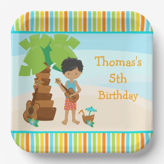 Aloha American Boy Party Pappteller (Vorderseite)