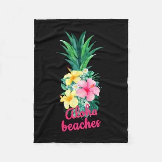 Aloha Ananas Blumen Aloha Hawaii Vintage Fleecedecke (Vorderseite)