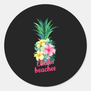 Aloha Ananas Blumen Aloha Hawaii Vintage Runder Aufkleber