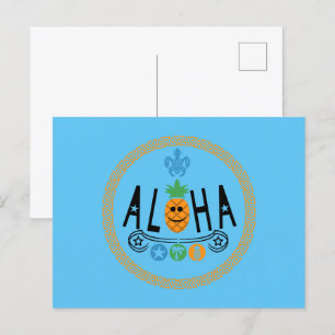 Aloha Ananas Design - Standardpostkarte Postkarte