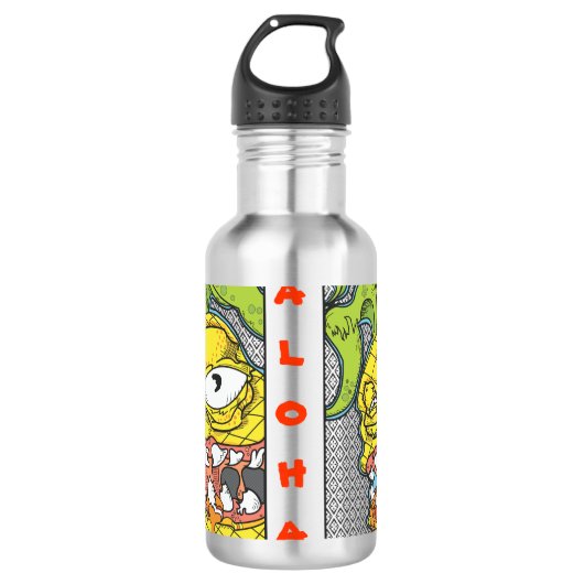 Aloha Ananas Edelstahlflasche (Vorderseite)
