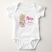 Aloha Ananas Familienurlaub in Rosa Baby Strampler (Vorderseite)