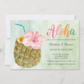 Aloha Ananas Hibiskus Tropischer Cocktail Dusche Einladung (Vorderseite)