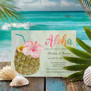 Aloha Ananas Hibiskus Tropischer Cocktail Dusche Einladung