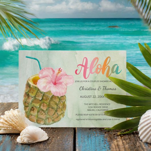 Aloha Ananas Hibiskus Tropischer Cocktail Dusche Einladung