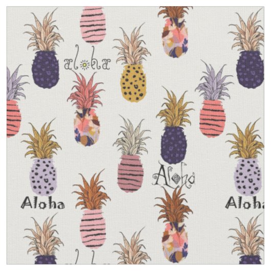 Aloha-Ananas-Muster Stoff (Nahaufnahme)