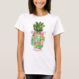 Aloha Ananas Tropisches Florales Personalisierter  T-Shirt