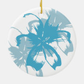Aloha Aqua Blue Floral Keramikornament (Hinten)