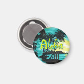 Aloha Aqua Sunset Magnet (Vorderseite/Rückseite)