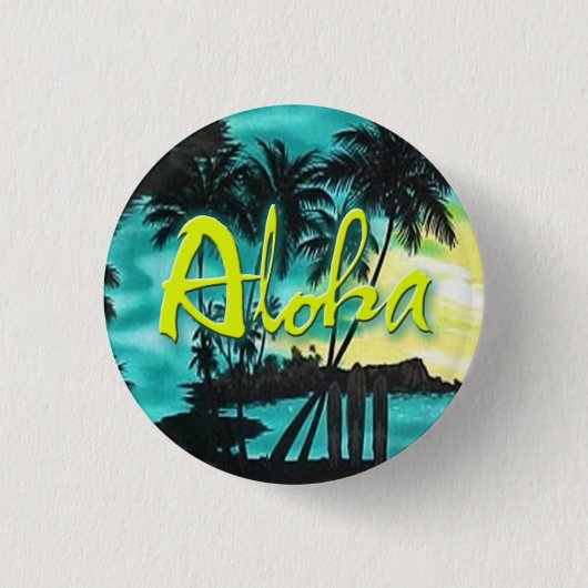Aloha Aqua Sunset Pin Button (Vorderseite)
