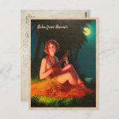 Aloha aus Hawaii / Mädchen mit Ukulele Postkarte (Vorne/Hinten)