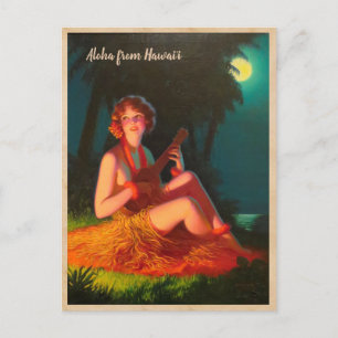 Aloha aus Hawaii / Mädchen mit Ukulele Postkarte