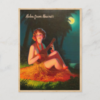 Aloha aus Hawaii / Mädchen mit Ukulele Postkarte