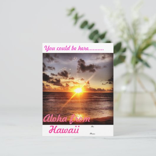 Aloha aus Hawaii Postkarte (Stehend Vorderseite)