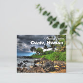 Aloha aus Oahu Hawaii Postkarte (Stehend Vorderseite)