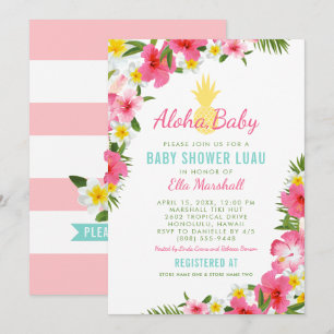 Aloha Baby Ananas Luau Mädchen Babyparty Einladung