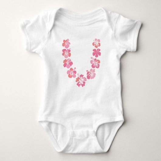 Aloha Baby-Bodysuit: Korallenrote Hibiskus-Leu Baby Strampler (Vorderseite)