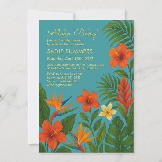 Aloha Baby! Chic Tropical Baby Shower Einladung (Vorderseite)