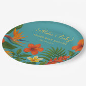 Aloha Baby! Chic Tropical Baby Shower Pappteller (Schrägansicht)