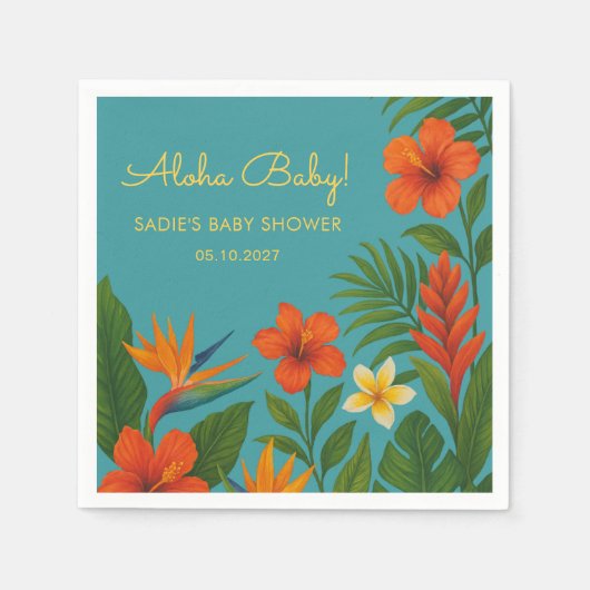 Aloha Baby! Chic Tropical Baby Shower Serviette (Vorderseite)