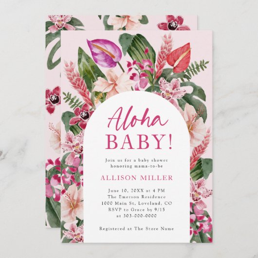 Aloha Baby Dusche Einladung (Vorne/Hinten)