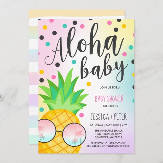 Aloha Baby Dusche Einladung Ananas Baby Dusche (Vorne/Hinten)