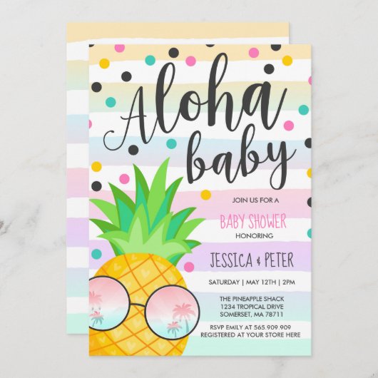 Aloha Baby Dusche Einladung Ananas Baby Dusche (Vorne/Hinten)