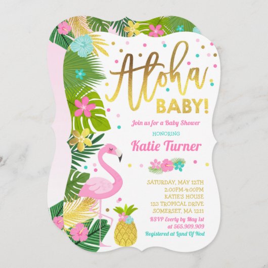 Aloha Baby Dusche Einladung Tropical Baby Dusche (Vorne/Hinten)