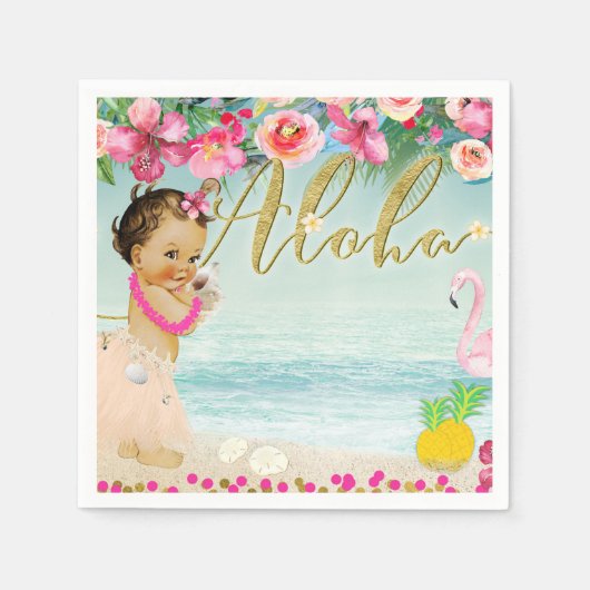 Aloha Baby Dusche Hawaiian Beach Retro Party Serviette (Vorderseite)