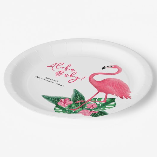 Aloha Baby Dusche Pappteller (Schrägansicht)