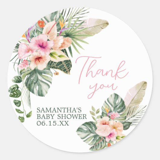 Aloha Baby Dusche Runder Aufkleber (Vorderseite)