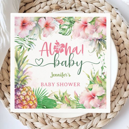 Aloha Baby Dusche Tropical Luau Papier Napkins Serviette