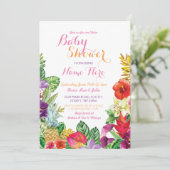 Aloha Baby Dusche Tropical Luau Pink Einladung (Stehend Vorderseite)