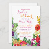 Aloha Baby Dusche Tropical Luau Pink Einladung (Vorne/Hinten)