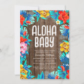 Aloha Baby Dusche Tropical Luau Thema Einladung (Vorderseite)