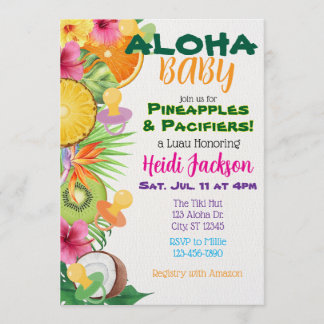 Aloha Baby, Pineapples & Pacifiers Baby Shower Einladung