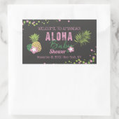Aloha Baby Pink Ananas Tropical Baby Dusche Rechteckiger Aufkleber (Tasche)