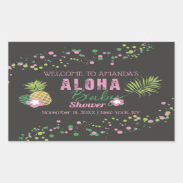 Aloha Baby Pink Ananas Tropical Baby Dusche Rechteckiger Aufkleber