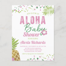 Aloha Baby Pink & Green Tropical Girl Baby Dusche