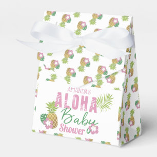 Aloha Baby Pink & Green Tropical Girl Baby Dusche Geschenkschachtel