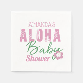 Aloha Baby Pink & Green Tropical Girl Baby Dusche Serviette