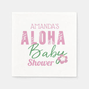 Aloha Baby Pink & Green Tropical Girl Baby Dusche Serviette