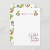 Aloha Baby Pink Green Tropical Pineape Vielen Dank Dankeskarte (Vorne/Hinten)
