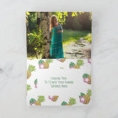 Aloha Baby Pink & Green Tropical Pineapse Foto Dankeskarte (Innenseite)